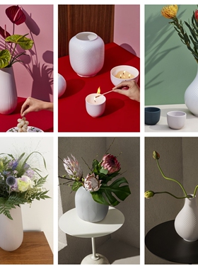 礼品礼物 礼盒装Wedgwood Folia浅条纹骨瓷花瓶桌面摆件多款可选