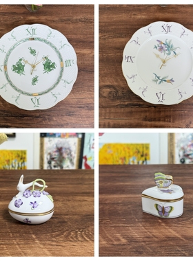 礼盒装 Herend 海兰德赫伦匈牙利进口手绘硬瓷绿色阿波尼钟表AV