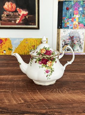 Royal Albert乡村玫瑰OCR老镇玫瑰骨瓷欧式茶壶两款可选下午茶具