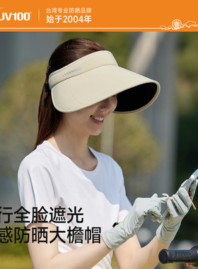 台湾UV100遮阳帽夏季新款骑行开车轻薄透气户外空顶帽防晒帽26527