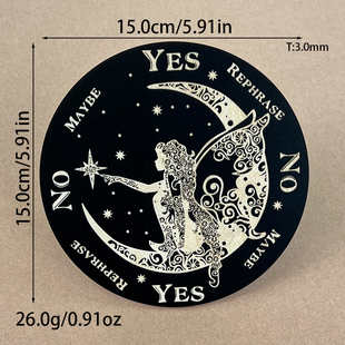 灵摆表盘木质指示雕刻纹理七星能量板灵调频水晶底座月牙星座