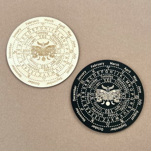 灵摆表盘木质指示雕刻纹理灵摆盘调频水晶底座SRT疗愈工具黑色