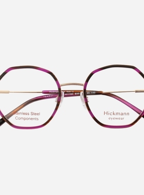 Hickmann眼镜框女款多边形大框不锈钢全框小众设计大脸眼镜架1184