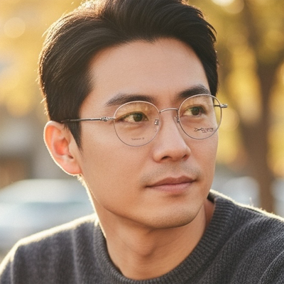 Chiyoko纯钛復古圓框眼镜框