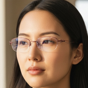 日本Charmant夏蒙眼镜框女款 半框超轻纯钛线钛商务小脸眼镜架2072