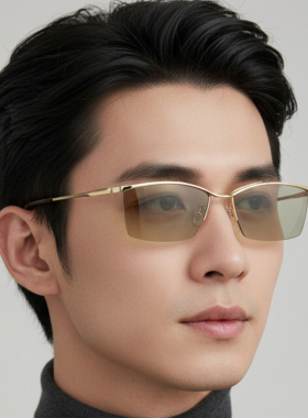 日本Chiyoko墨镜男款防紫外线高级感纯钛超轻大脸眉框太阳镜7910