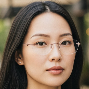 眼镜框2938 日本Charmant夏蒙眼镜架无框线钛超轻纯钛金丝小脸女款