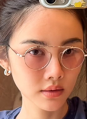 日本MATSUDA松田墨镜超轻纯钛浅色复古圆框男女款小脸太阳镜M3154