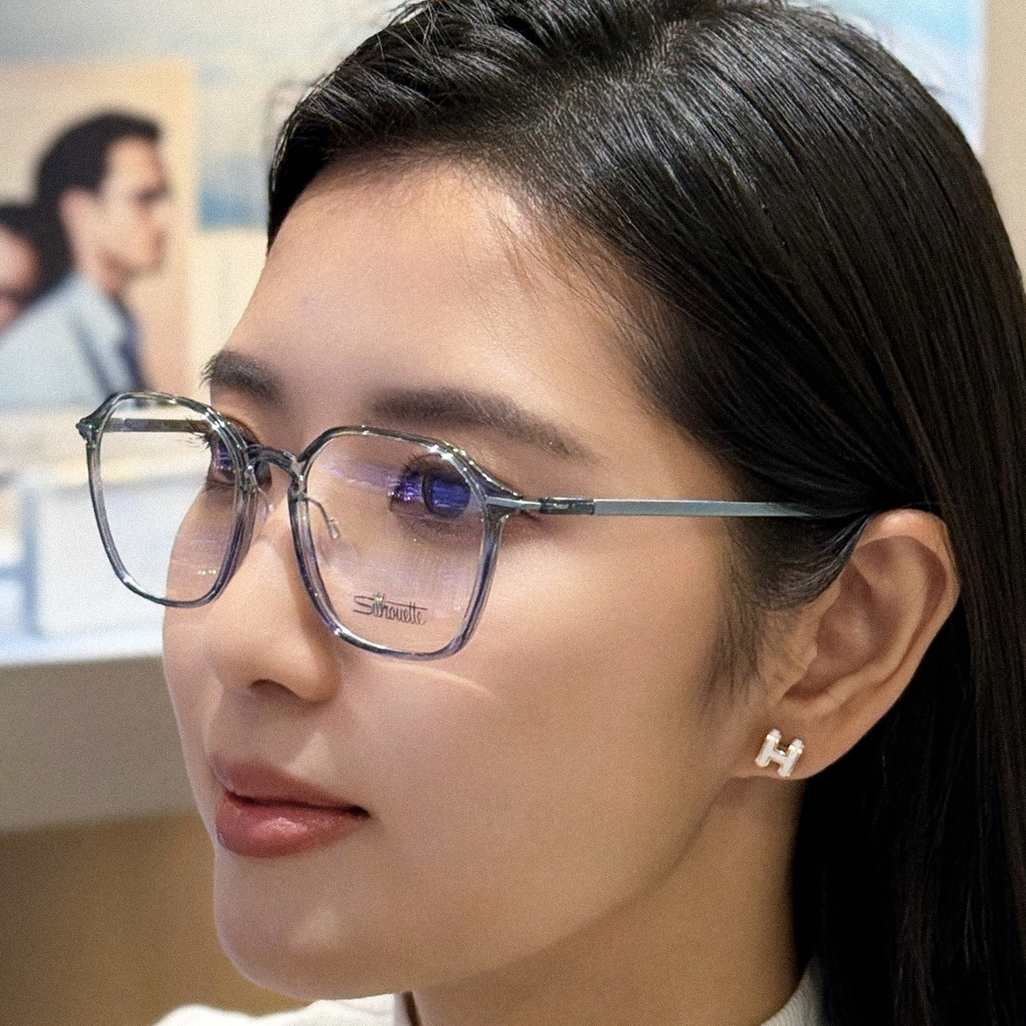 诗乐无螺丝眼镜框男女款纯钛超轻方形全框复古小脸近视眼镜架2964