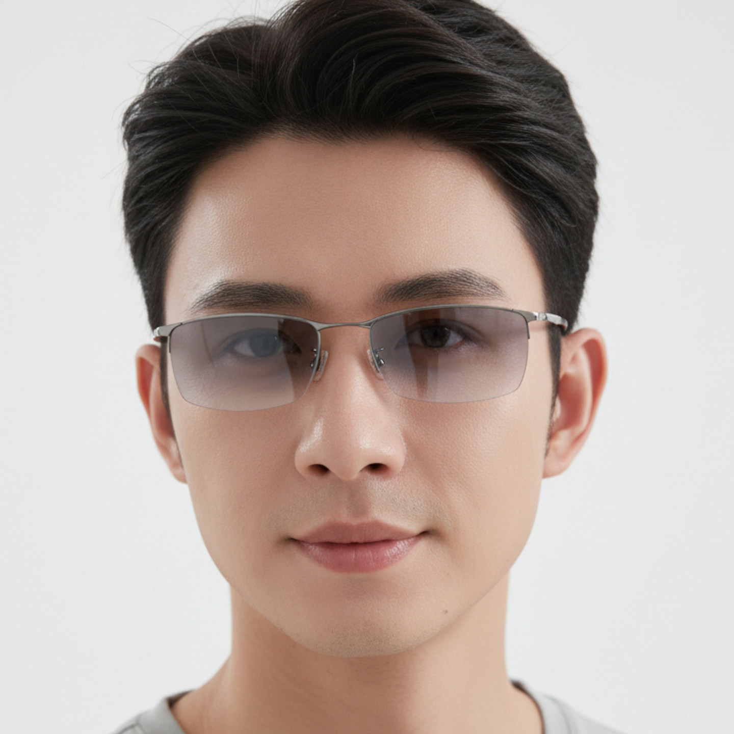 日本Chiyoko墨镜男款纯钛半框防紫外线渐变色大脸开车太阳镜8682