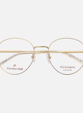 Hickmann海歌漫眼镜框女近视可配大脸网红款金丝复古眼镜架1082