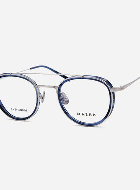 韩国MASKA眼镜框男款纯钛超轻潮流韩版圆框飞行员小脸眼镜架EFRON