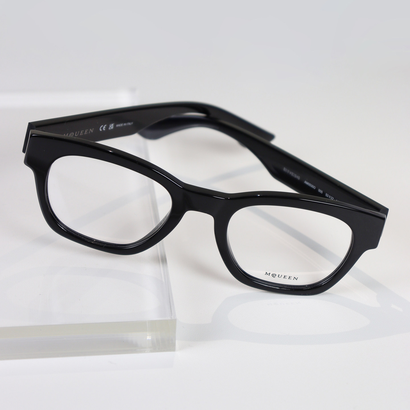 Mcqueen麦昆眼镜框男女近视可配黑色全框商务复古板材眼镜AM0530O