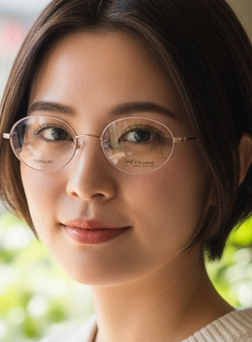 日本Chiyoko眼镜框女款纯钛超轻小脸复古圆框近视手工眼镜架8117