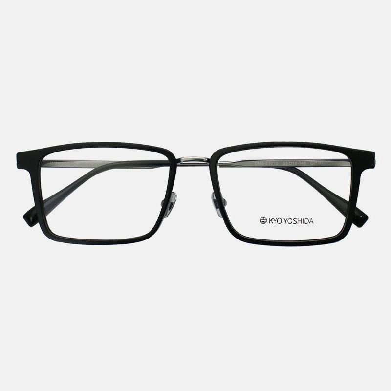 日本吉田京手工眼镜框男全框透明大脸方形全框纯钛超轻眼镜架610