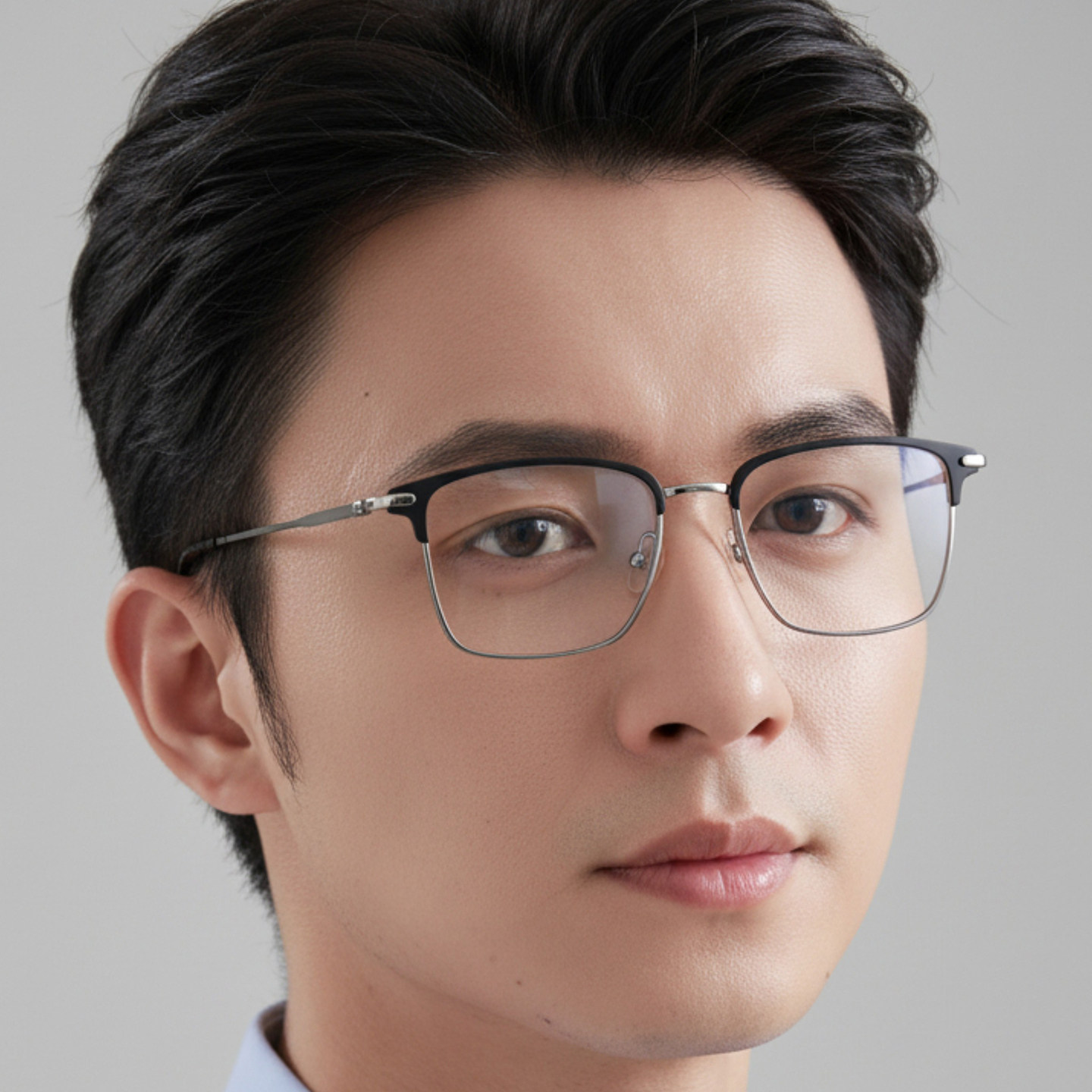 日本Chiyoko眼镜框男超轻纯钛商务全框眉线框大脸近视眼镜架7903