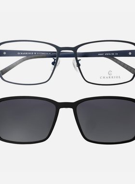 Charriol夏利豪眼镜框男大脸商务偏光墨镜磁吸夹片纯钛眼镜架0007