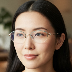 超轻线钛纯钛半框气质小脸眼镜架2942 日本Charmant夏蒙眼镜框女款