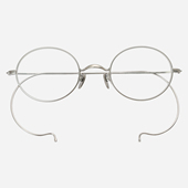 日本Masunaga增永眼镜框超轻纯钛46mm圆框挂耳式 眼镜架GMS 196TN