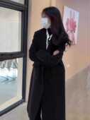女黑色潮毛呢外套赫本风小个子呢子大衣高级感秋冬季 长款 大衣