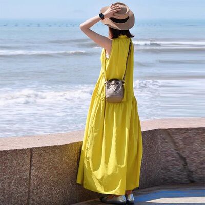 新款气质宽松海边度假背心裙子