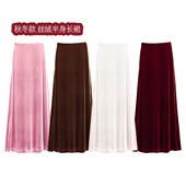 丝绒半身裙子女2025秋冬新款 修身 光泽感垂坠简约精致复古A字长裙