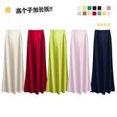 春夏新款 松紧腰醋酸缎面光泽半裙a字包臀显瘦加长高个子半身裙女