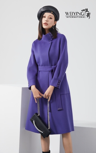 腰带外套199 时尚 唯影WEIYING秋冬新品 女士纯色双面羊绒大衣韩版