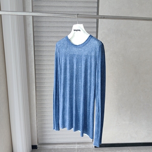 [张艾米]极细纯棉薄款长袖遮胯T恤衫