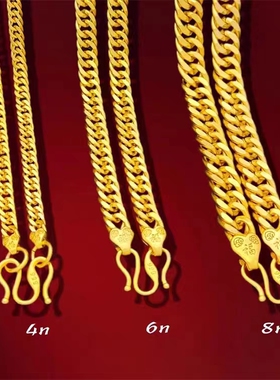 坦克链黄金色项链金包铜