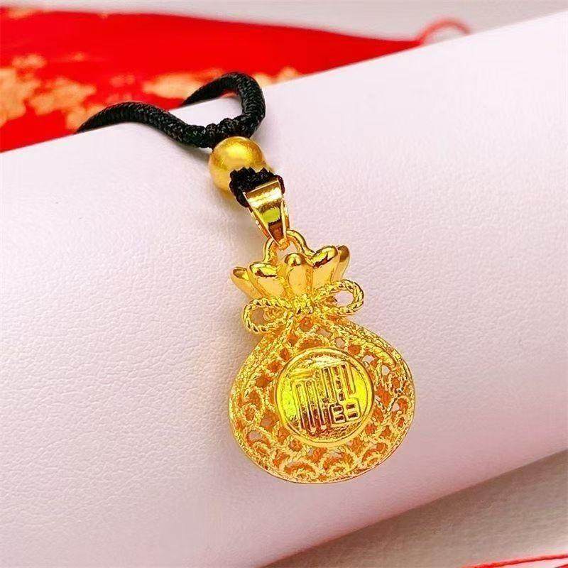 18K黄金色金版复古镂空花丝福袋吊坠福钱袋女士项链久不掉色,饰品/流行首饰/时尚饰品新,项坠/吊坠,淘宝优惠券,粉丝福利购,淘宝优惠卷