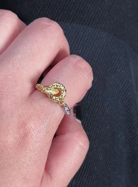 925银戒指 A151时尚经典唐草分色环环相扣戒指指环精美