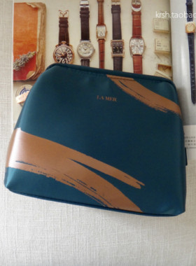 la mer 海蓝之谜仿丝绸缎面化妆包 孔雀蓝收纳包 18圣诞款