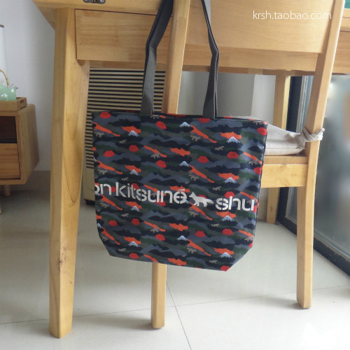 潮牌小狐狸限量合作款 植村秀单肩包 手提包 tote bag