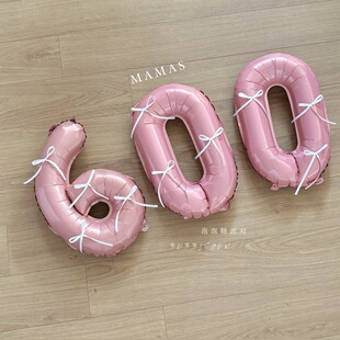 粉色黑色铝箔气球小数字气球百天庆祝16寸生日墙面背景布置吊饰