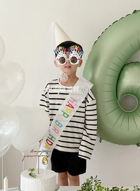 森系ins风6岁生日派对布置绿色系高级简约氛围拍照气球肩带周岁宴