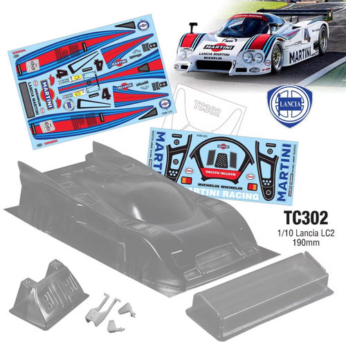 1/10 油电房RC 漂移模型 PC透明车壳 TeamC 蓝旗亚LC2 马天尼赛车