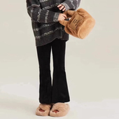 喇叭裤 春秋2025秋冬装 新款 女童春装 宝宝一体绒黑色微喇叭儿童裤 子