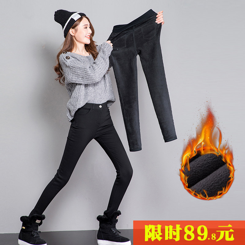 大码加绒加厚打底裤女弹力修身显瘦魔术裤2018秋冬新款小脚铅笔裤