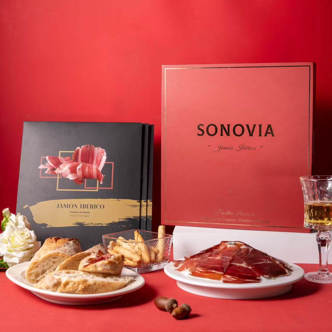SONOVIA索诺维 西班牙 伊比利亚黑猪火腿 甄选现切火腿礼盒 送礼