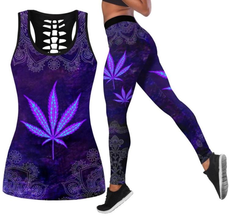 胖MM大码印花瑜伽套装性感镂空健身套装