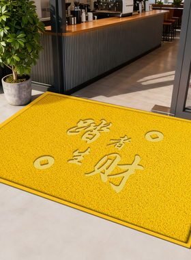 金黄色地垫丝圈入户门垫店铺门口进门防滑脚垫子踏者生财地毯定制