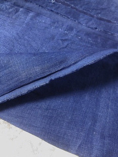 纯亚麻手工蓝染布料 夏季薄垂微透植物染草木染服装刺子绣零布头