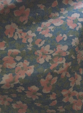 2米包邮美得冒泡彩色拔染碎花纯棉牛仔布裙子衬衫哈伦裤手工