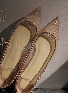 【Luray】现货！天鹅湖仙女鞋网纱水钻女士尖头内增高2.5cm平底鞋