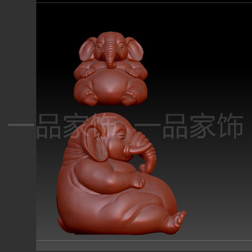 58修惬意大象stl雕刻图圆雕图模型文件三维立体精雕图3d打印