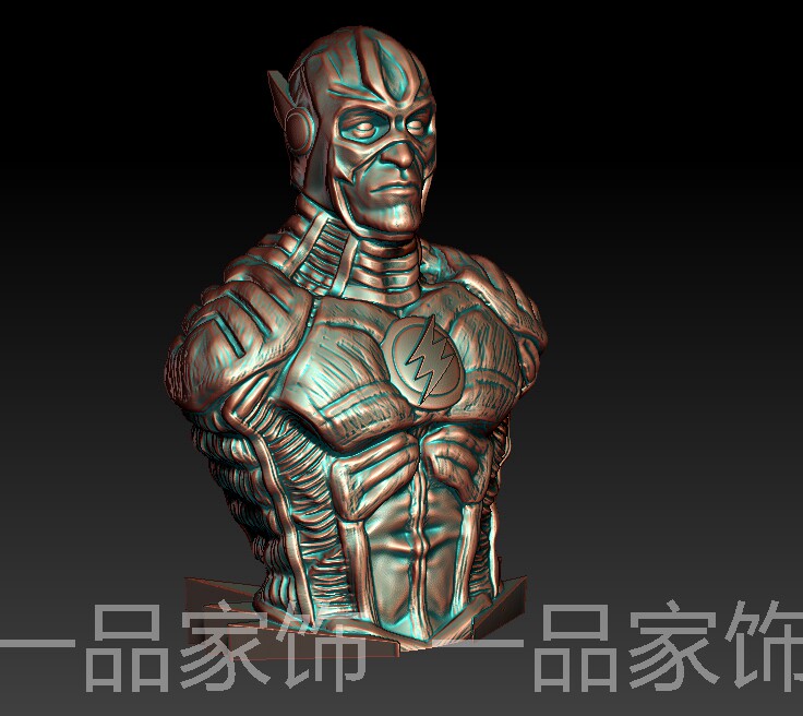闪电侠雕刻图圆雕图stl模型文件三维立体精雕图3d打印图纸