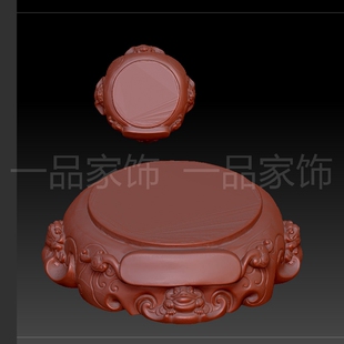 金蟾底座空stl雕刻图圆雕图模型文件三维立体精雕图3d打印图