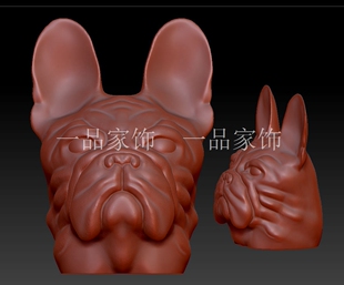 皱纹狗头32+圆雕图stl模型三维图立体图精雕图3d打印非实物