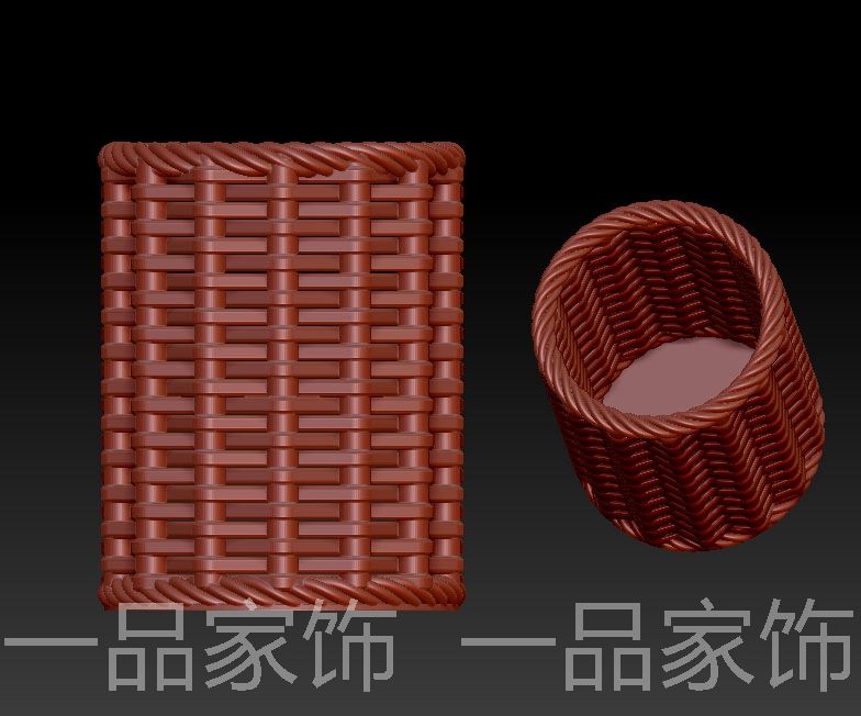 编制笔筒的雕刻图圆雕图stl模型文件三维立体精雕图3d打印图纸